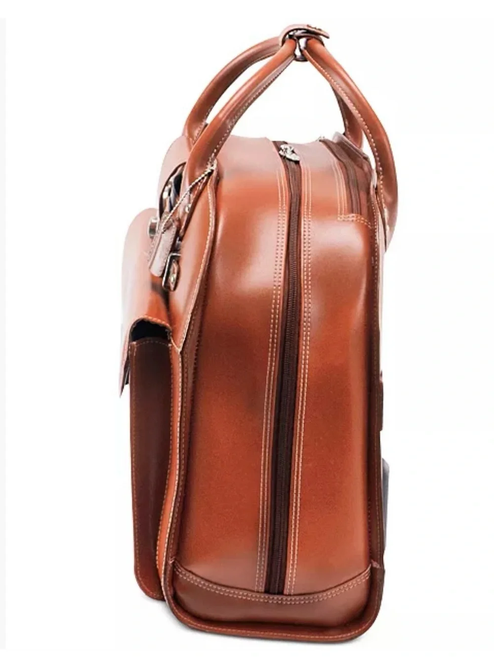 McKlein Edgebrook Leather Brown Wheeled Laptop Briefcase Travel Bag.Unisex